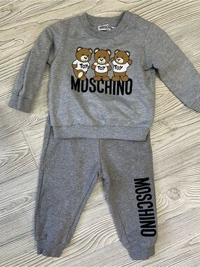 Moschino Baby Grey Teddy Logo Sweatshirt & Joggers Set